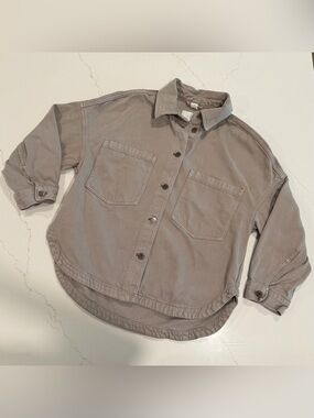 H&M Washed Taupe Button-Up Shacket